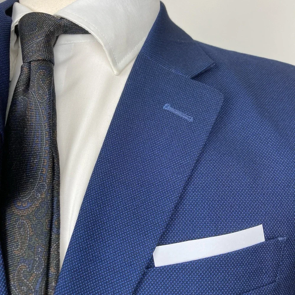 Nautica Men's 2-Pc Suit Blue Birdseye Jacket 36R Blazer Pants 30Wx32L
